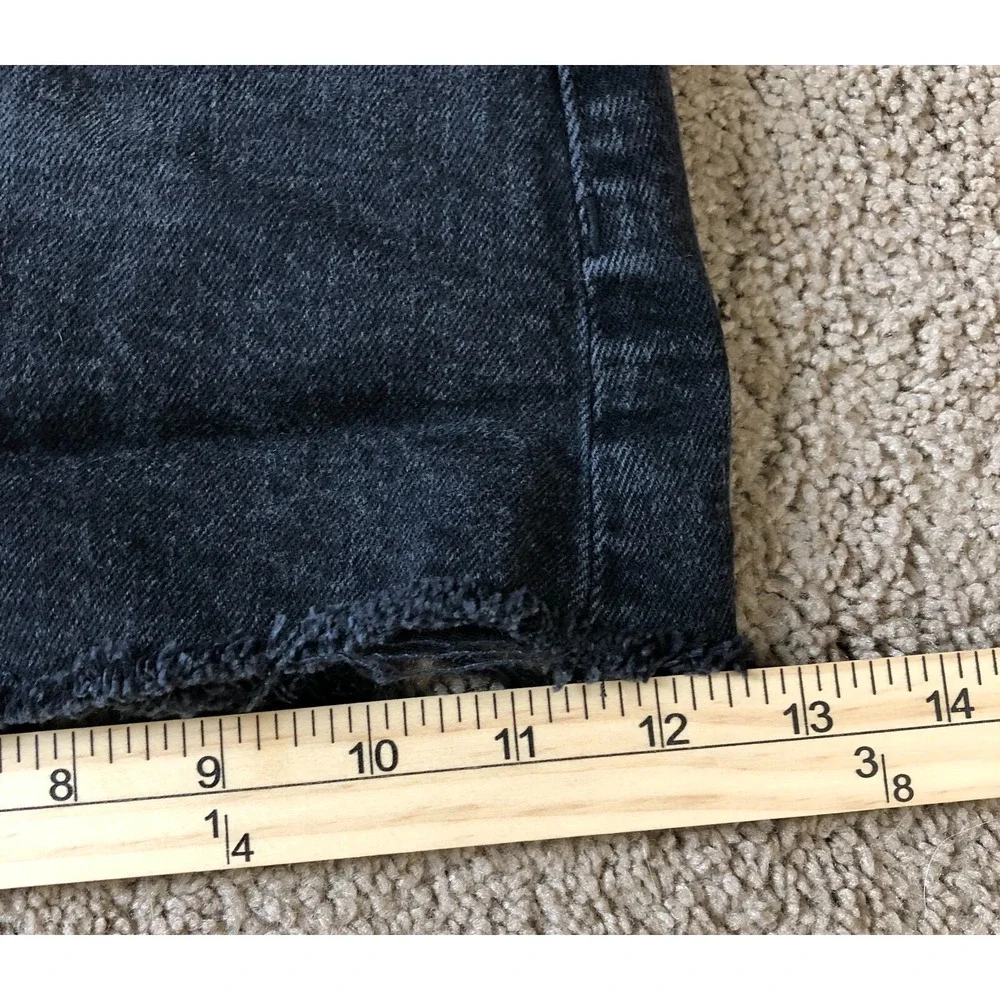 Old Navy Shorts Womens Size 6 Black Denim Higher High Rise Sky Hi A Line Raw Hem